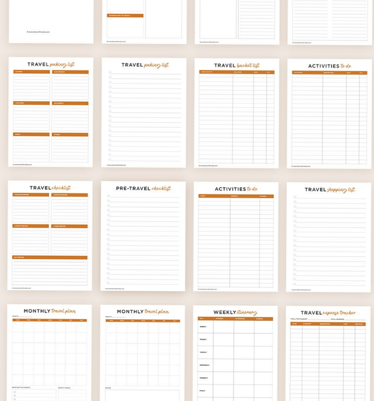 📊 📁 essential planning guide: Free Printable Travel & Itinerary Templates (35 Pages)