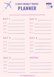 📅 📝 essential planning guide: Purple & Pink 5-Day Travel Planner — Instant Download