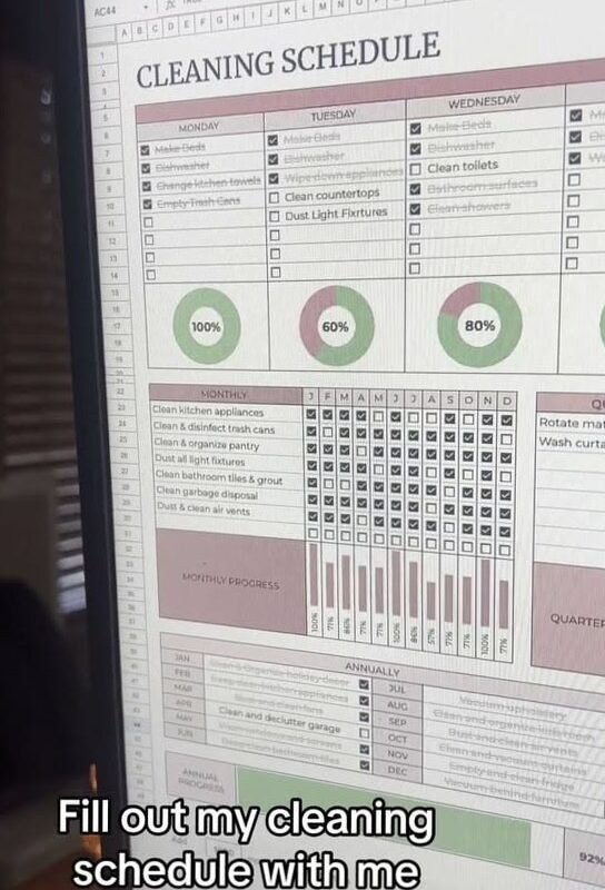 Excel Cleaning Schedule & Weekly Planning Organization Ideas — 📊 🖇️ secret to staying productive