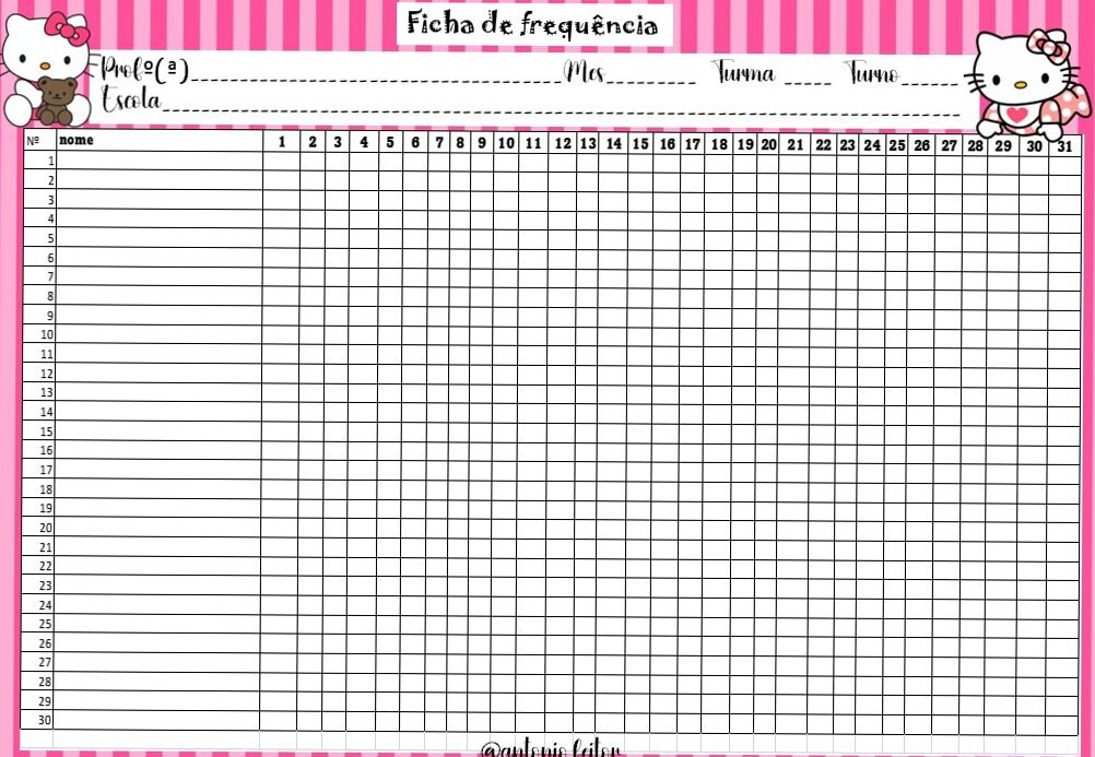 Ficha de Frequência Digital para Organização Criativa — 🖇️ 📅 romanticize your routine