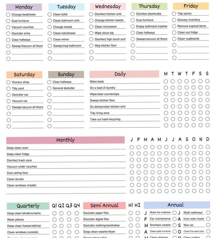 Free Cleaning Schedule & Checklist PDF Templates — 💌 🌸 no-stress tracker