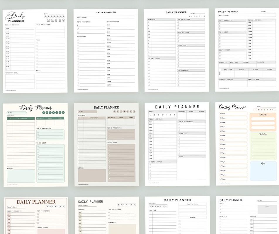 Free Daily Planner Printables (20 Templates) — 📊 📁 romanticize your routine