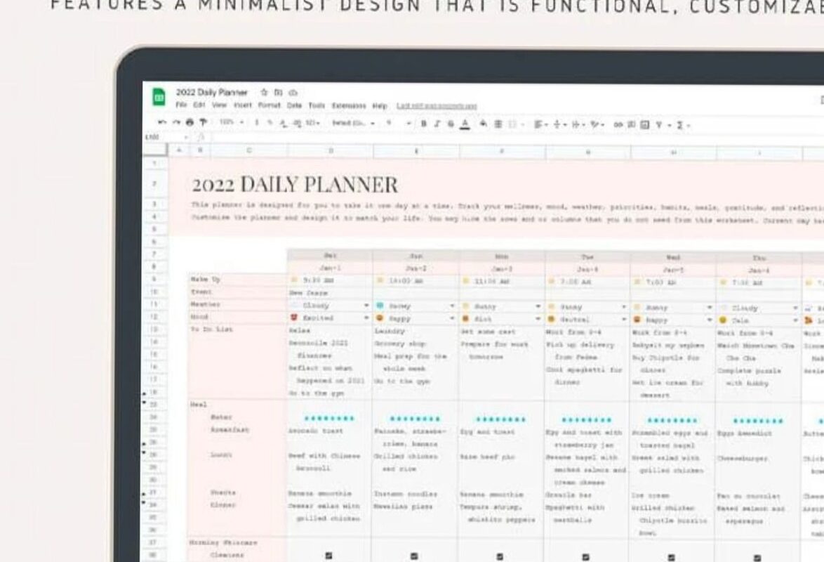 Free Daily Planner Templates for Google Sheets & Excel — 🤍 ☁️ dream life manifestation