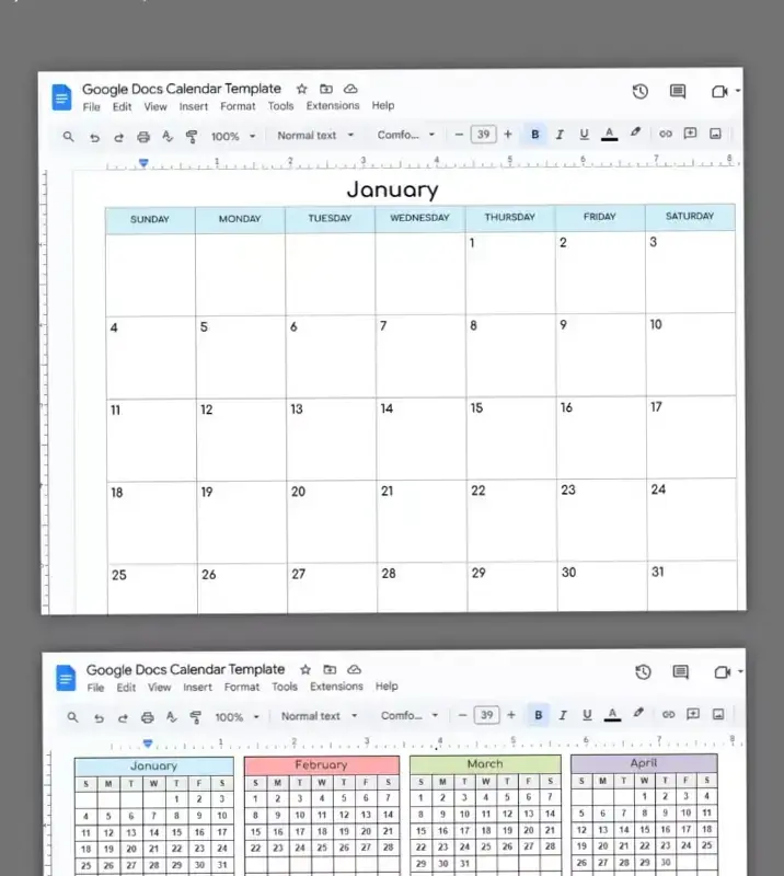 💌 🍰 Free Google Docs Calendar Templates for Creative Planning | stay inspired all year long