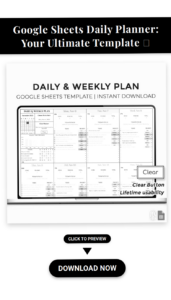 Free Printable Daily Planner Template for Google Sheets — 🎨 🌈 stay inspired all year long