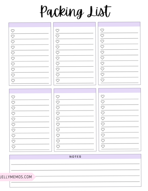 Free Printable Packing List Template for Travel & Moving — 📍 🪄 no-stress tracker