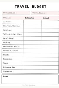 Free Printable Travel Budget Planner for Busy Moms — 💎 🪄 romanticize your routine