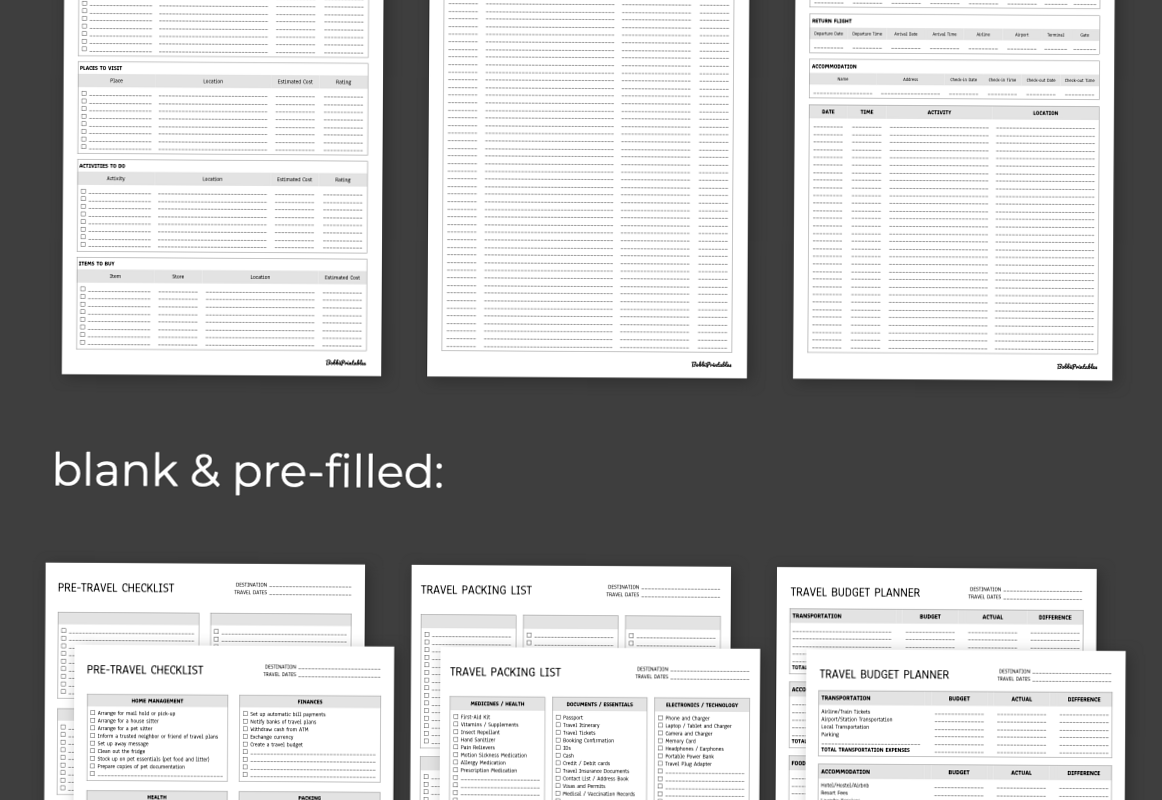 Free Printable Travel Planner Pages for Digital Design & Creative Projects — 📁 📌 dream life manifestation
