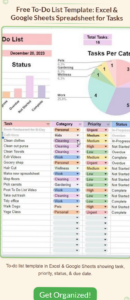Free To-Do List Template: Excel & Google Sheets Spreadsheet for Tasks — 🌸 👰 only tool for life admin