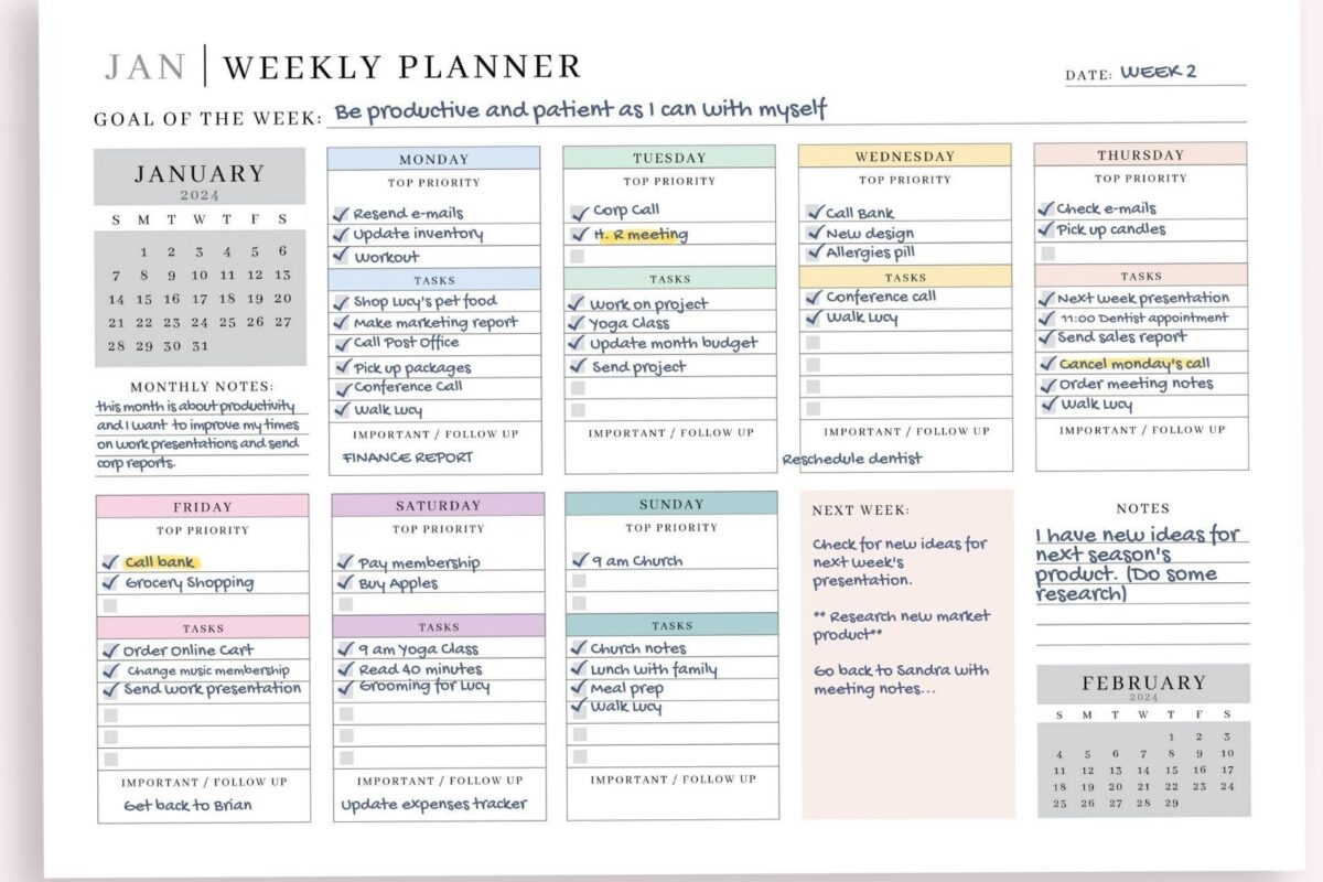 💌 🍰 Free Weekly Planner Printable for Efficient Scheduling | stay inspired all year long