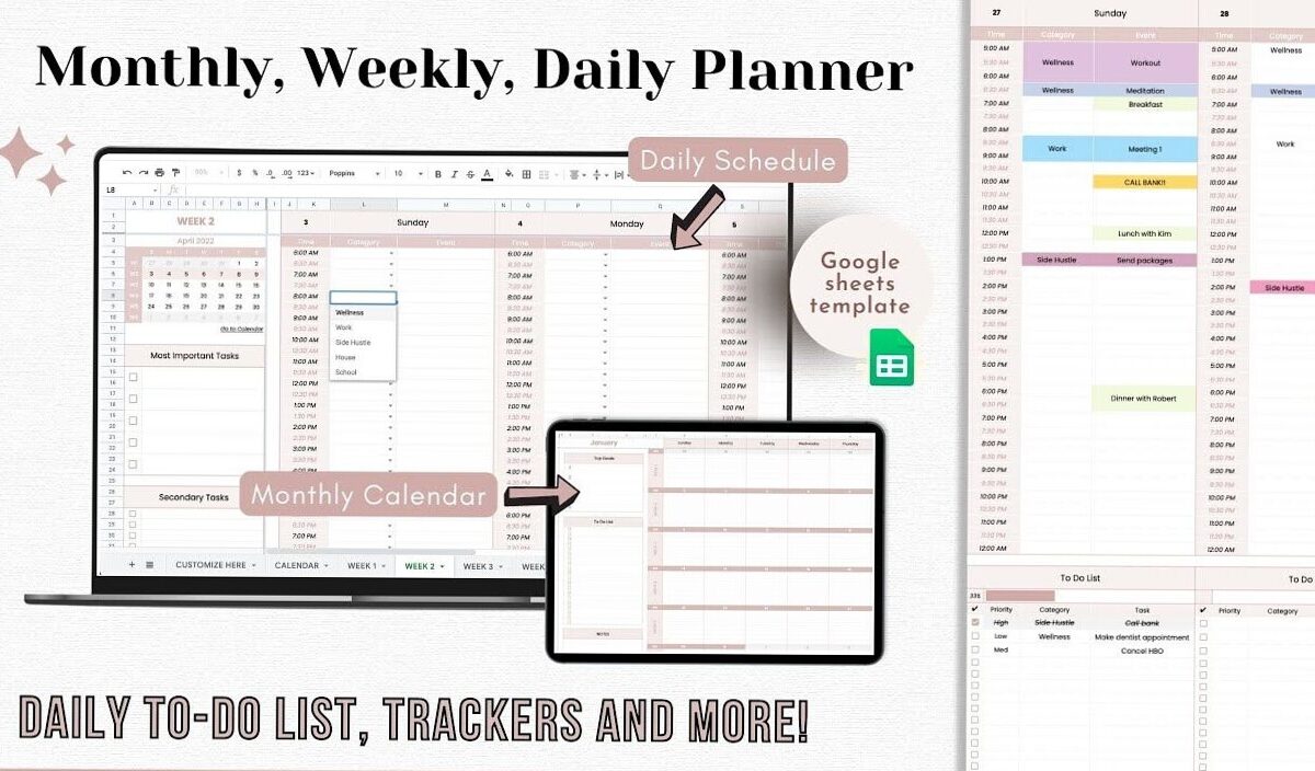 📅 📝 Google Sheets Planner Tutorial | Digital Design & Creative Assets | stay inspired all year long