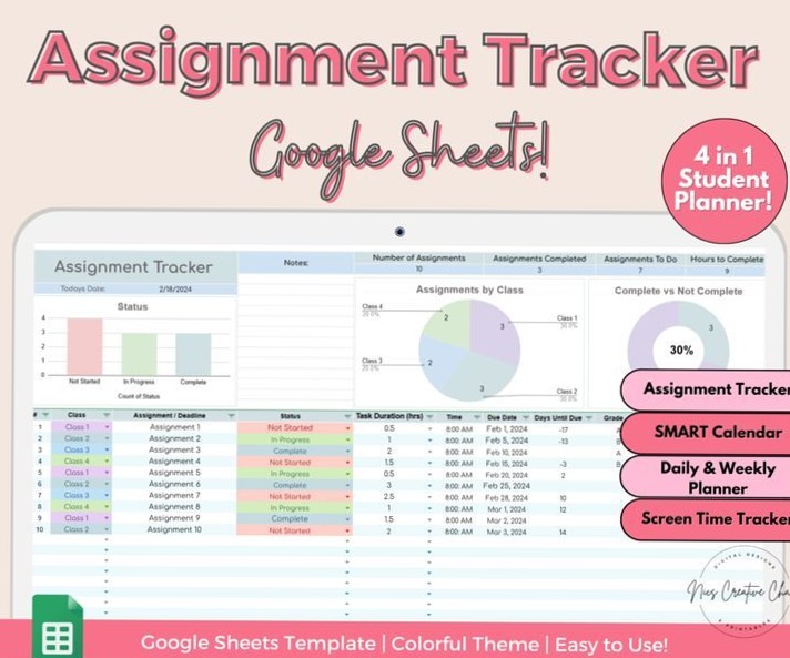Google Sheets Time Tracker & Academic Planner Template — 💍 🍰 ultimate printable checklist