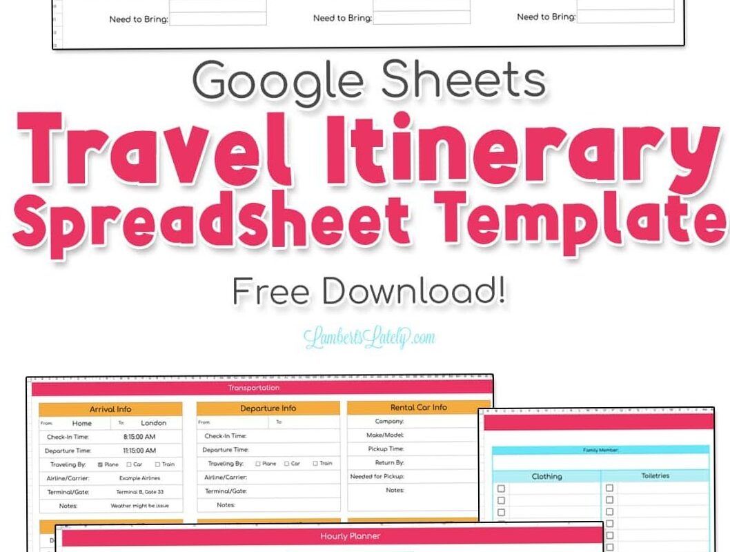 Google Sheets Travel Itinerary Template for Digital Design & Creative Planners — 📁 🖇️ essential planning guide