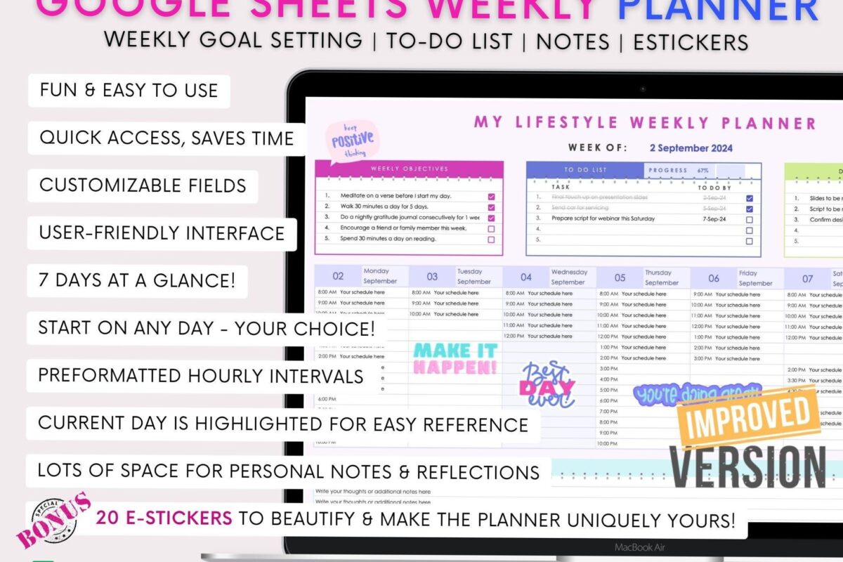 Google Sheets Weekly Planner 2025 Customizable Etsy — 📁 🖇️ dream life manifestation