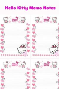🕯️ 🎀 Hello Kitty 4-Cut Memo Notes Template for Planners | stay inspired all year long