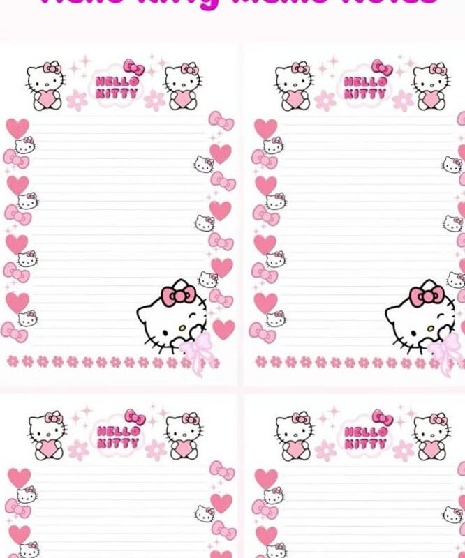 🕯️ 🎀 Hello Kitty 4-Cut Memo Notes Template for Planners | stay inspired all year long