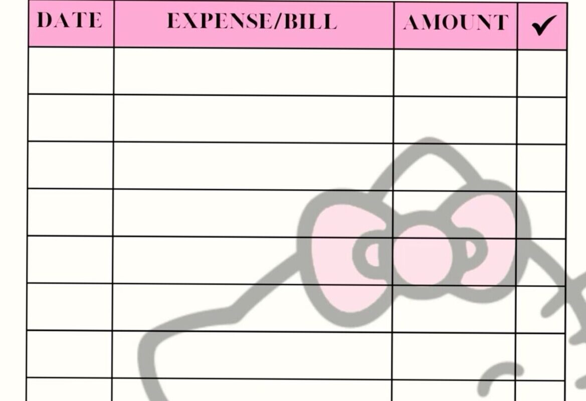 📁 📅 Hello Kitty Monthly Finances Planner Design | dream life manifestation