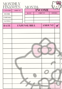 📍 💎 Hello Kitty Monthly Finances Planner Design | secret to staying productive