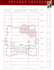 🖌️ 📍 Hello Kitty Savings Tracker Planner Design | ultimate printable checklist
