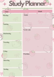 🌿 ☁️ Hello Kitty Strawberry Planner Digital Design | secret to staying productive