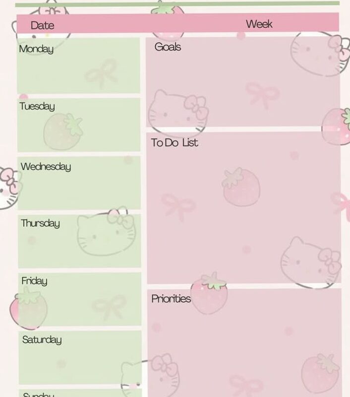 🌿 ☁️ Hello Kitty Strawberry Planner Digital Design | secret to staying productive