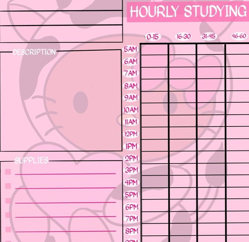 📝 📝 Hello Kitty Study Sheet — Digital Planner Design | dream life manifestation