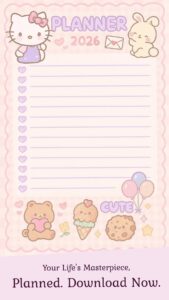 🍰 👰 Kawaii Pink Daily Planner Checklist for Creative Organization | ultimate printable checklist