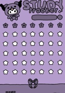 💍 🍰 kuromi Study Tracker | Digital Planner Asset | seamless organization hack