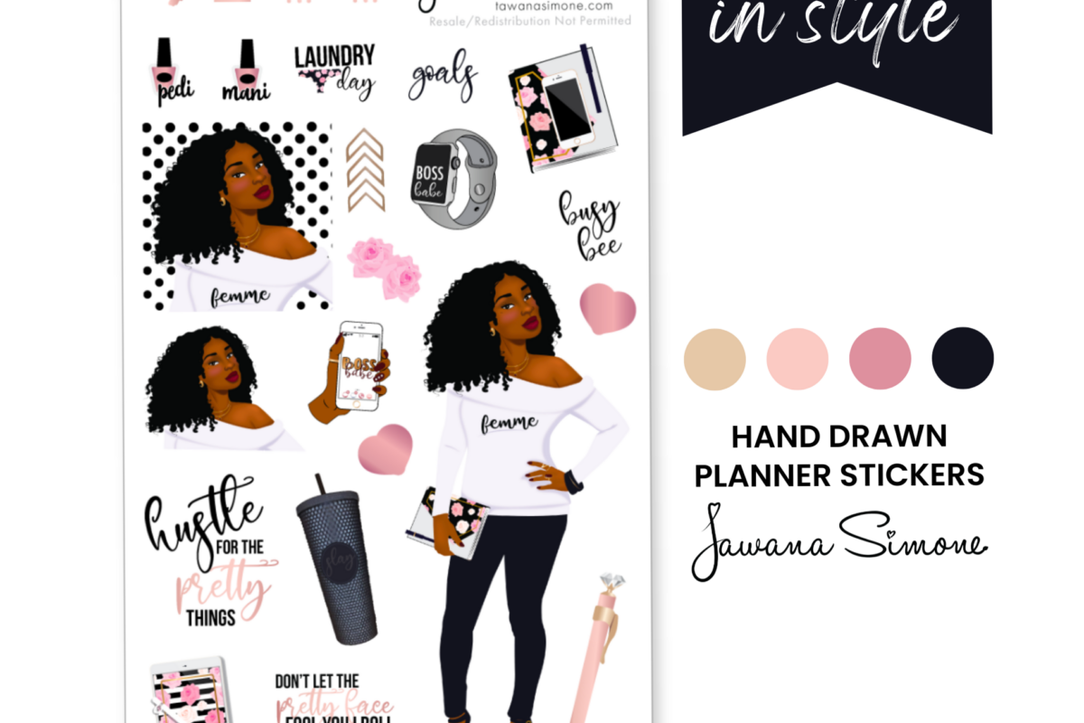 Lauren — Glossy Diva Doll | Digital Planner Asset — 🎨 💎 stay inspired all year long
