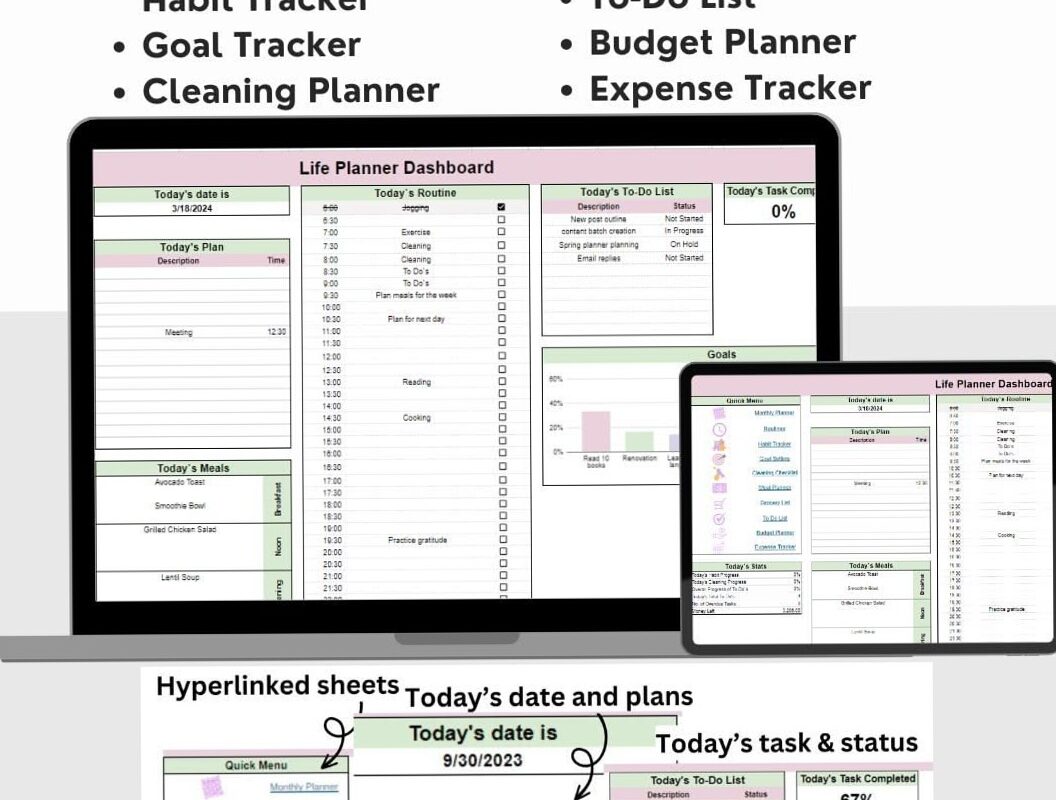 Life Planner: Daily Work Tracker Excel for Effective Project & Routine Management — 💌 💍 no-stress tracker