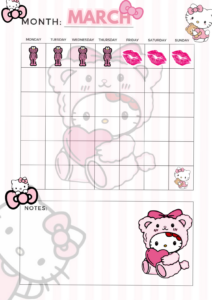 🎨 🪄 March Hello Kitty Monthly Calendar | Digital Planner Asset | dream life manifestation