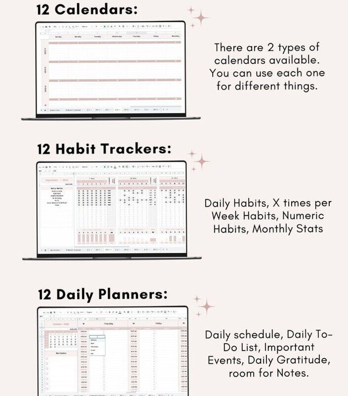 🍰 💍 Master Your Year: 12-Month Google Sheets Planner | romanticize your routine