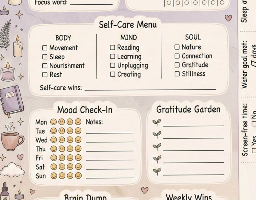 🎀 ☁️ Mindful Daily Planner + Gratitude & Wellness Tracker | seamless organization hack