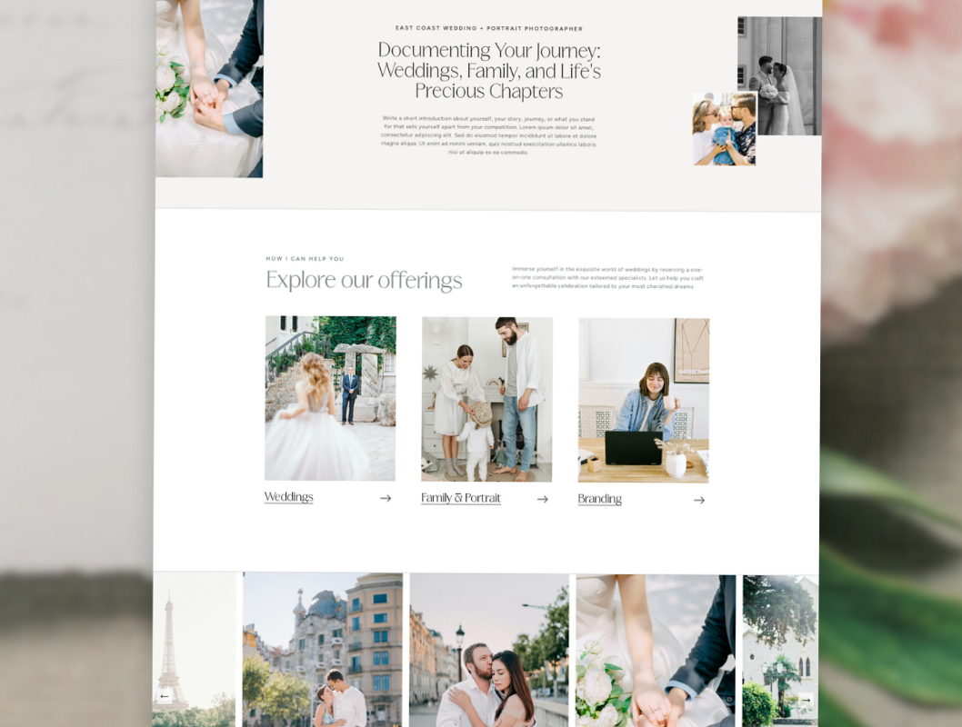 Modern Elegant Web Design for Photographers & Events — 💎 🖌️ dream life manifestation