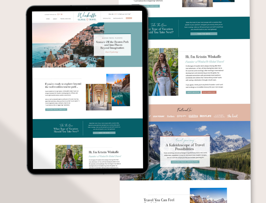 🌈 🪄 Modern Showit Design for Winkaffe Global Travel | dream life manifestation