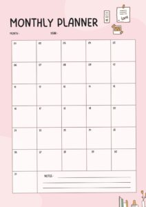 Monatsplaner mit Notizen – collagefreundlich & digital gestaltbar — 💌 🍰 stay inspired all year long