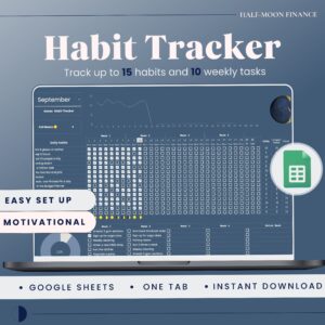 Monthly Habit Tracker Google Sheets & To Do List for Financial Freedom 🗓️ — 📍 🌈 no-stress tracker