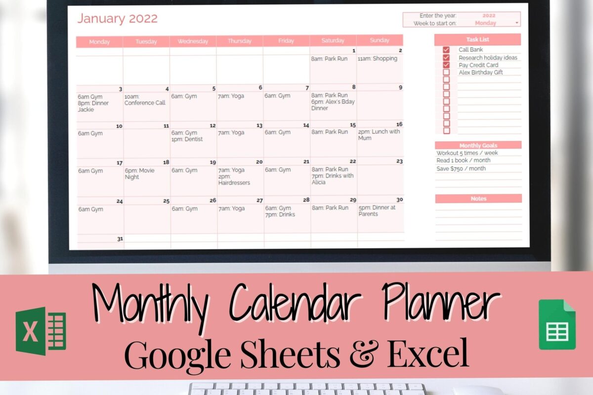 Monthly Planner Spreadsheet — Editable Calendar & To-Do Template — 🌈 📍 only tool for life admin