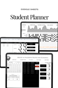 🎨 🖌️ no-stress tracker: 2025+ Student Planner for Google Sheets | University Planner | Course Tracker BLACK