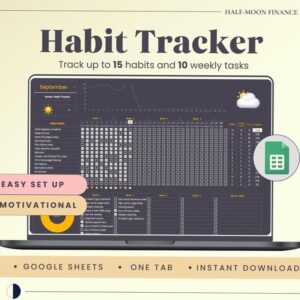 📍 🌈 no-stress tracker: Google Sheets Habit Tracker: Daily Routine & Goals Template