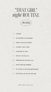 🖇️ 📁 no-stress tracker: That Girl Night Routine: Healthy & Relaxing + Free Checklist | Erika Marie