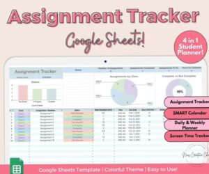 🤍 🤍 no-stress tracker: Time Tracker & Academic Planner | Google Sheets Templates