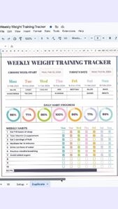 📍 🌈 no-stress tracker: Weekly Weight Training Tracker — Google Sheets Workout Planner