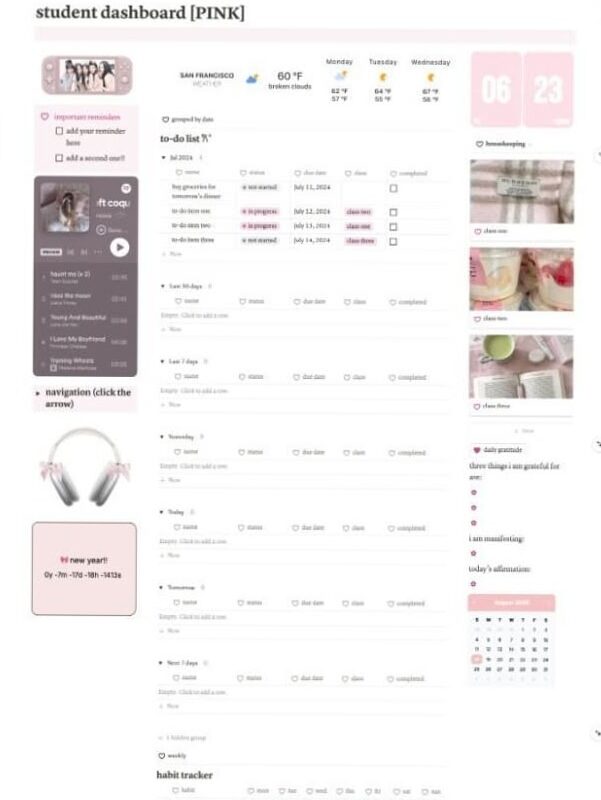 ✨ 🎀 only tool for life admin: Coquette It Girl Notion Template | Academic Planner | New Year, New YOU Organized Student #Simple