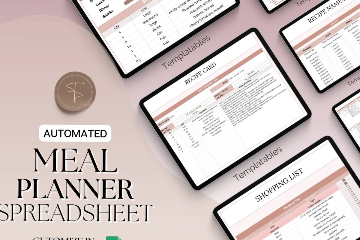 🤍 ☁️ only tool for life admin: Ultimate Meal Planner Spreadsheet: Automate Weekly Family Meals & Groceries