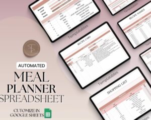 🤍 ☁️ only tool for life admin: Ultimate Meal Planner Spreadsheet: Automate Weekly Family Meals & Groceries