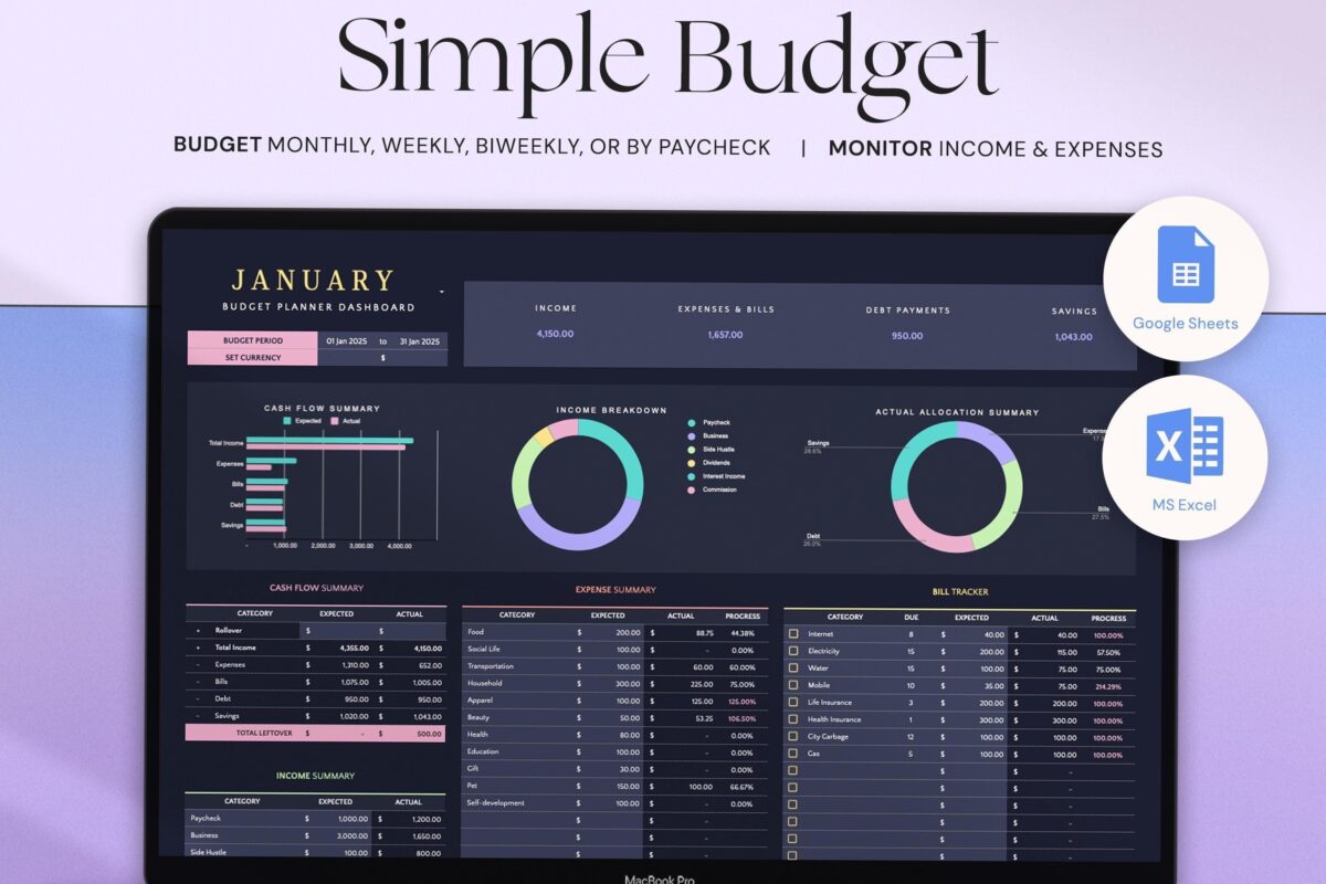 🖇️ 📌 only tool for life admin: Budget Planner Excel Google Sheets Templates & Resources