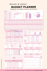 📍 📍 Pink Annual Budget Template Google Sheets #familybudgeting | pro digital dashboard