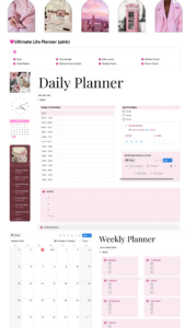 🌈 💎 Pink Notion Ultimate Life Planner Aesthetic Digital Organizer | pro digital dashboard
