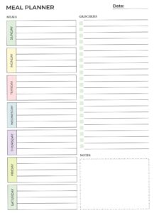 🎨 💎 Printable Weekly Meal Planner & Grocery List Template | Free Google Docs | stay inspired all year long